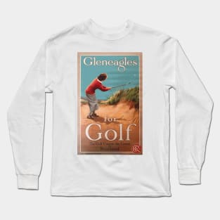 Vintage Travel Poster - Golf at Gleneagles, Scotland (Lady Golfer) Long Sleeve T-Shirt